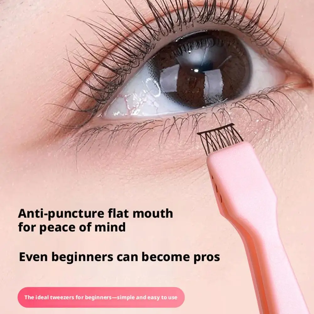 Lower Eyelash Tweezers Stainless Steel Eyelash Cluster Applicator Tweezers Lash Applicator Tool for Travel Salon Separating 2PCS