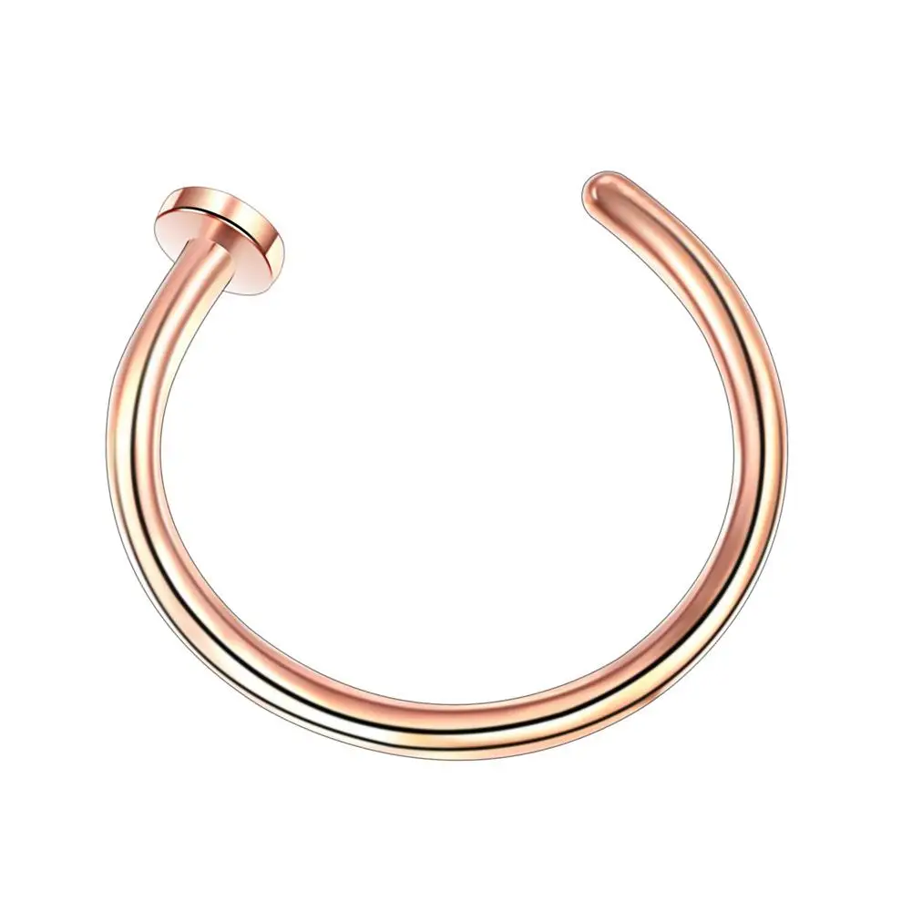 1 PC แหวนจมูกปลอมสําหรับผู้หญิงสแตนเลสสตีลแหวน Nostril Hoop Piercing Studs เจาะจมูกผู้หญิงเครื่องประดับ Decora X0J8