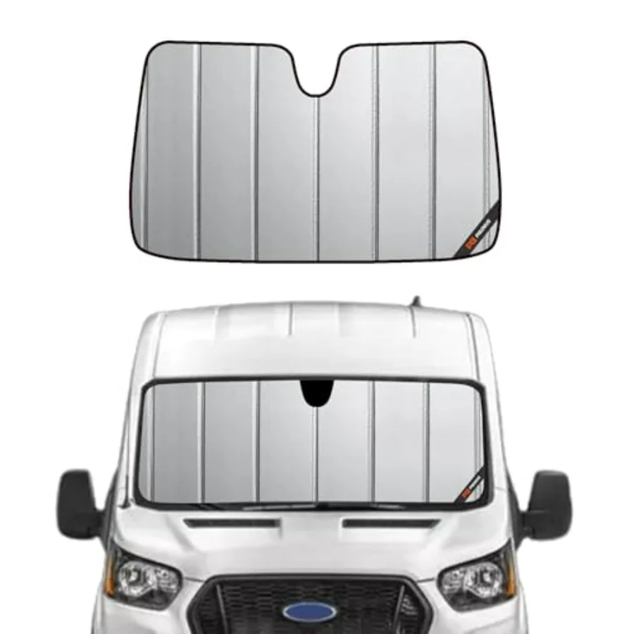 

Windshield Sun Shade for Ford Transit 2015-2026, Premium Grey Leather Finish, UV Protection, Foldable Design, Easy Installation