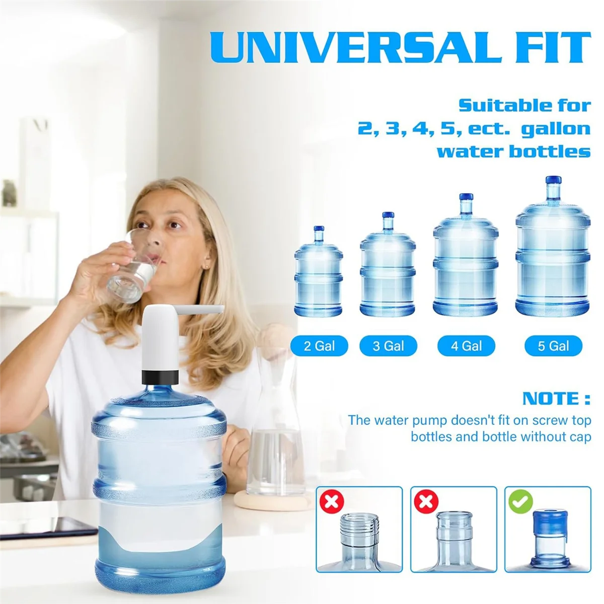 مضخة توزيع مياه زجاجة سعة 5 جالون - موزع إبريق مياه الشرب الأوتوماتيكي مع شحن USB، كهربائي محمول