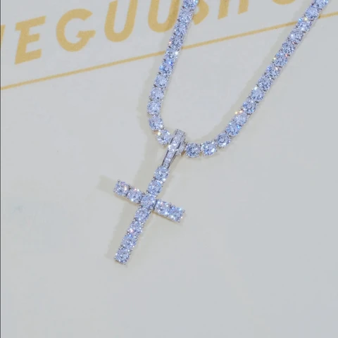 Hip Hop Jewelry Jesus Zircon For Men Women Iced Out Big Cubic Zirconia Cross Pendant Necklace With Tennis Chain Wholesale