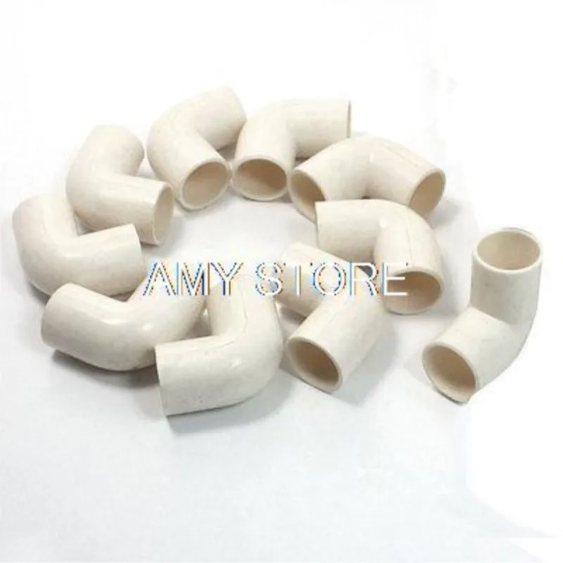 White PVC Drainage Pipe Adapter Elbow Connectors Fittings 16mm Dia.