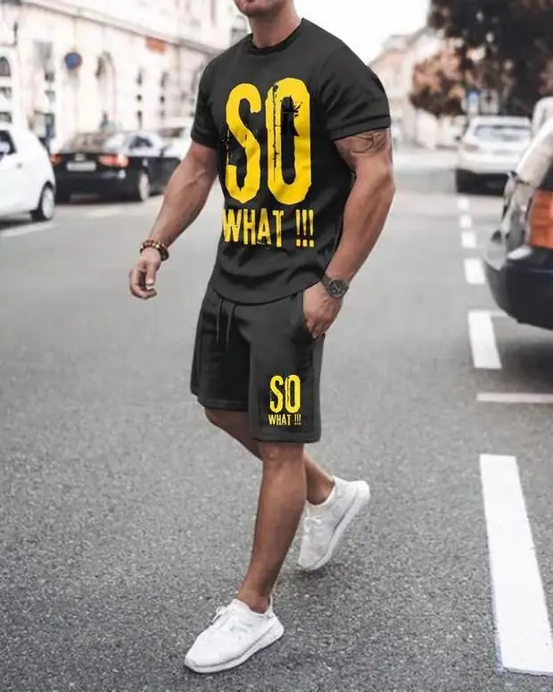 

2025-26 Fashion Fashion Suit 3D Printing Design Outdoor Travel Men's Suit Breathable Quick Drying Short Sleeve Shorts Suit