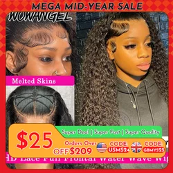 Wow Angel 250% HD Spitze Frontal Perücken 13X6 Wasser Welle Perücken 13x4 Spitze Frontal Perücken Pre gezupft Lockige Perücke Echthaar Perücke Für Frau