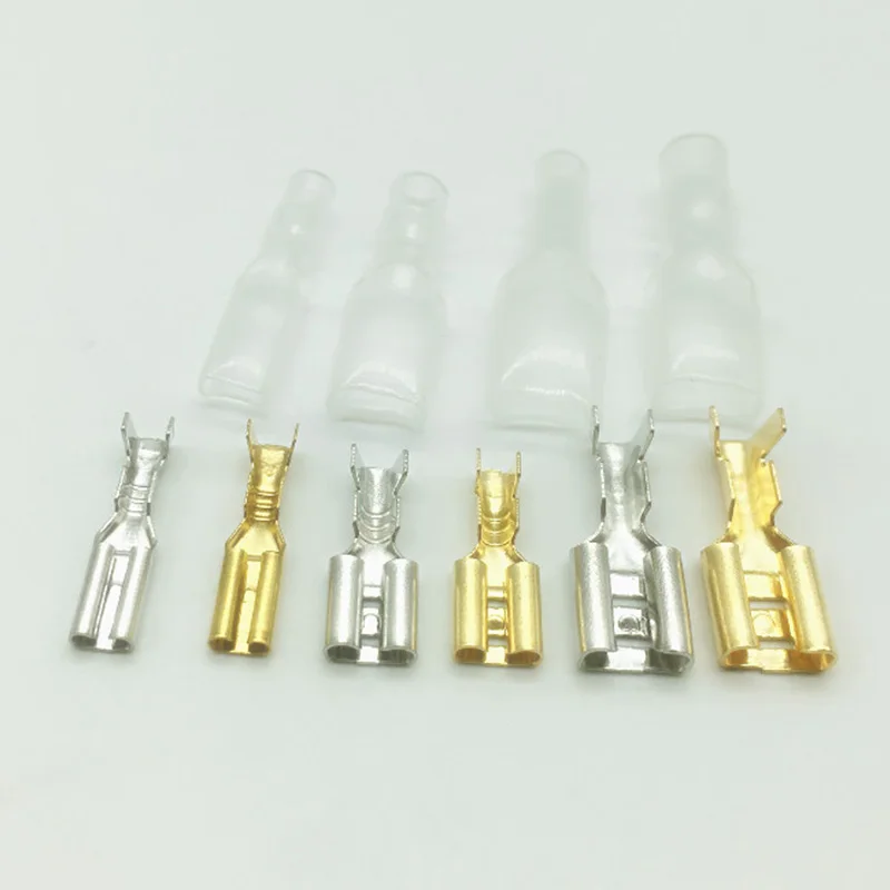60Pcs Spade Terminal Electrical Connectors 2.8/4.8/6.3mm Butt Terminals for Wire 12/18awg Crimp Cable Eletrico Car Accessories