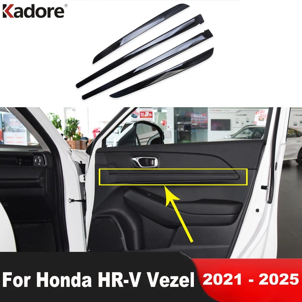 

Для Honda HR-V Vezel 2021-2025: Черная внутренняя накладка на дверную панель, аксессуары для интерьера автомобиля