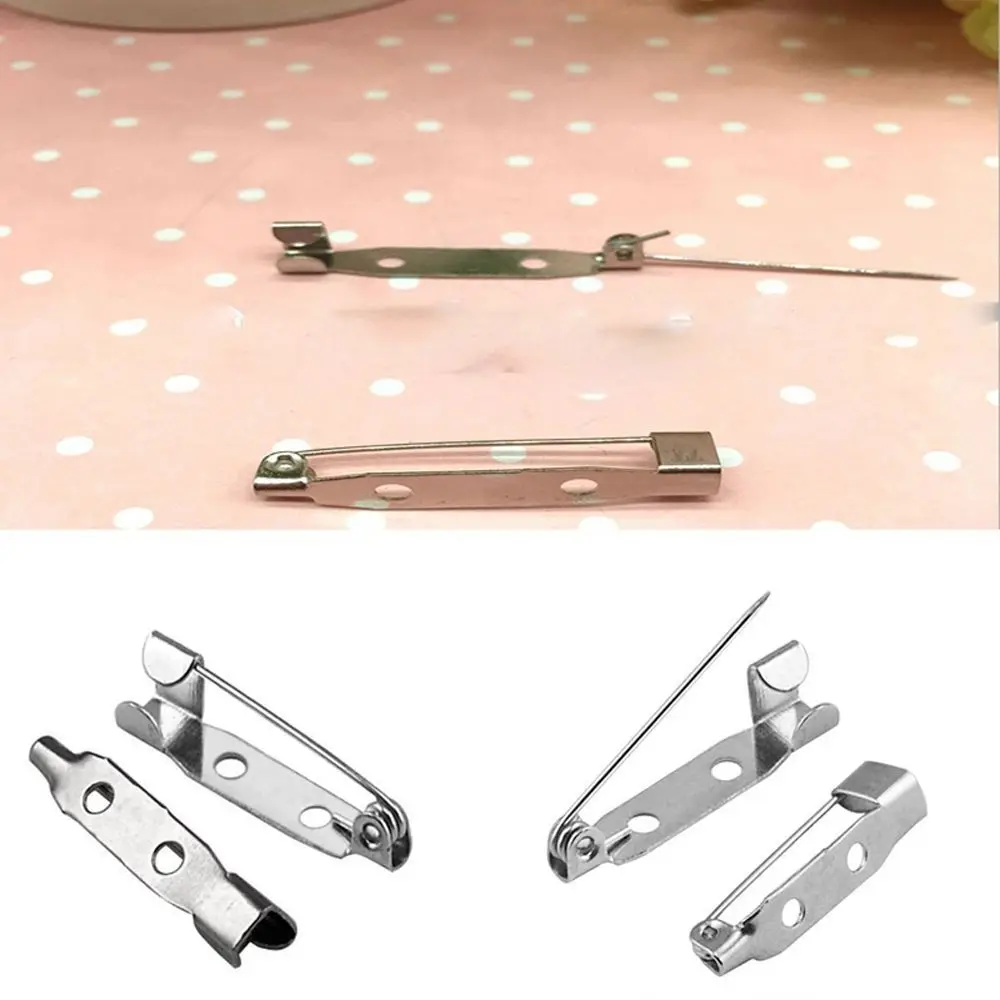 Dress Accessories Brooch Pins 25mm Brooch Rolling Catch Silvery White Safety Pins Brooch 25mm Lock Pin Brooch Backs Lock Pin