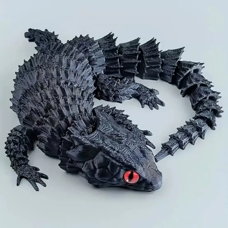 3D Printed Gradient Chameleon Lizard Model Movable Joints Simulation Eyes Desk Fish Tank Rockery Home Decor Kids Gift