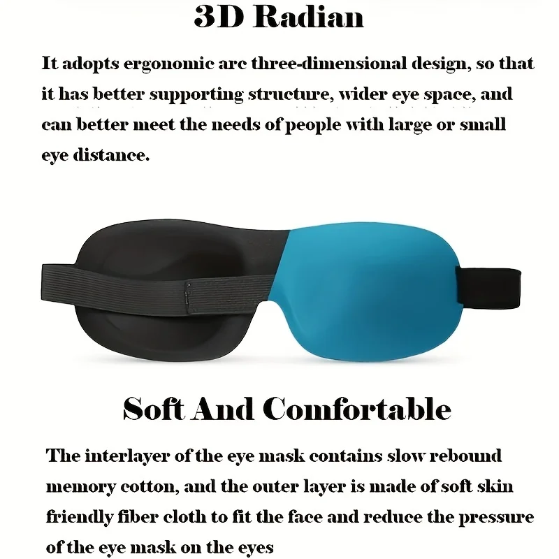 

3D Contoured Sleep Mask 100% Light Blocking Eye Mask Ultra-Soft Skin-Friendly Material Breathable Eye Cover For Rest Travel Yoga