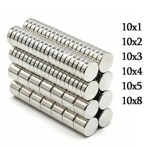 Imán de neodimio redondo súper fuerte, imanes potentes N35, pequeño imán magnético permanente para refrigerador NdfeB, 10x1, 10x2, 10x3mm
