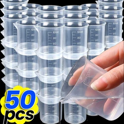 Wholesale 100ML Plastic Measuring Scale Cup Lab Transparent Graduated Liquid Measuring Container Small Beakers Without Handle