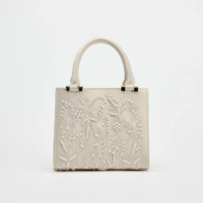 

Pearl Mini Duffel HandBag, Women's Crossbody Bag with Chains, Fashionable Small Tote Bag Ladies Luxury Designer Bags