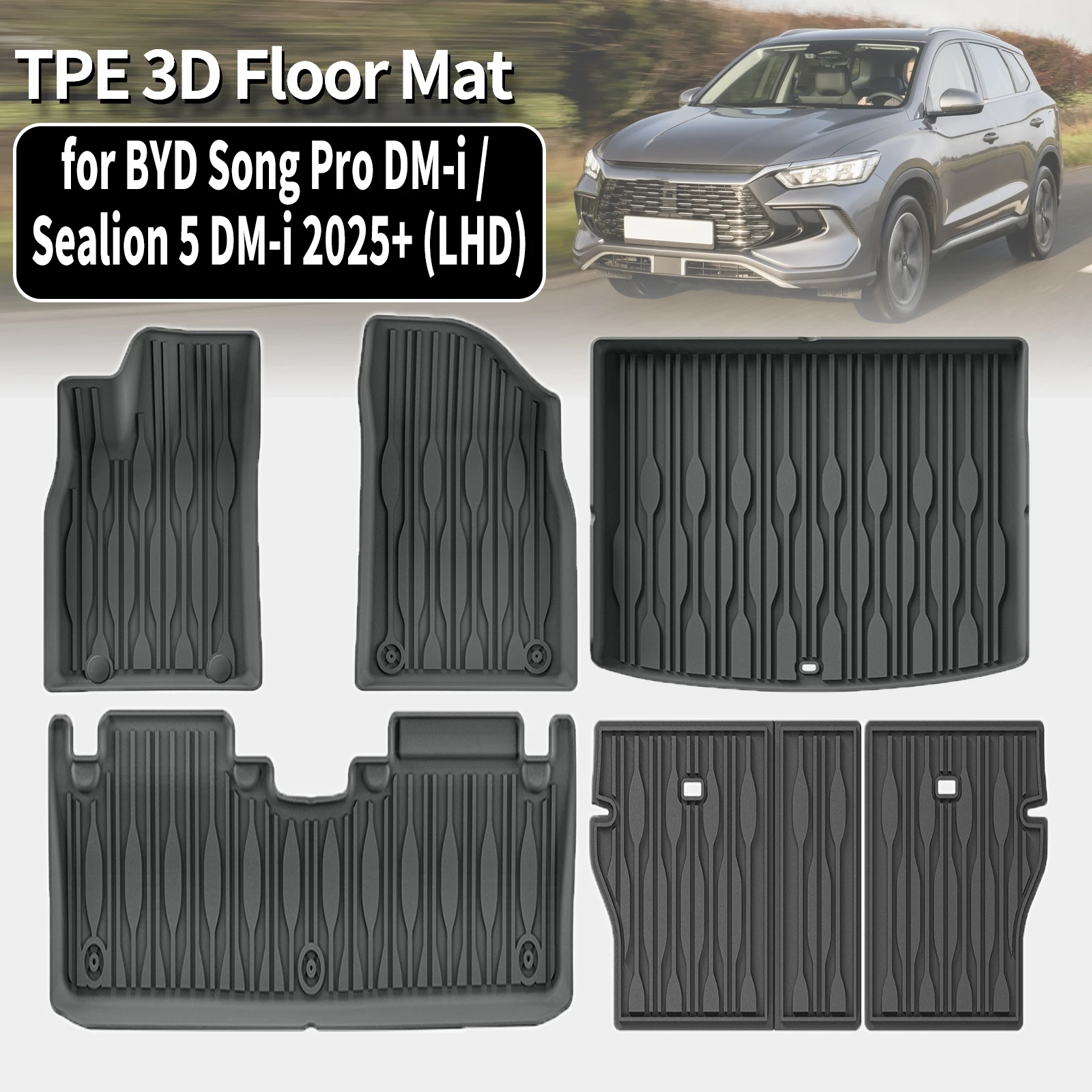 

for BYD Song Pro DM-i Sealion 5 DM-i 2025 2026 2027 Eco-Friendly TPE Floor Mats Non-Slip Dustproof Car Interior Accessories