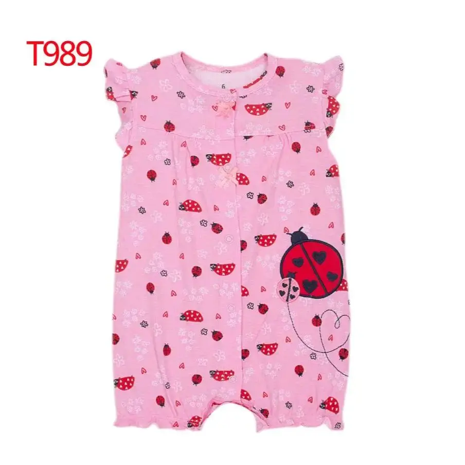 2024 Summer Newborn Baby Boys Rompers Short Sleeve Coveralls Cartoon Printed Soft Cotton Jumpsuits 0-24M Toddler Baby Clothes