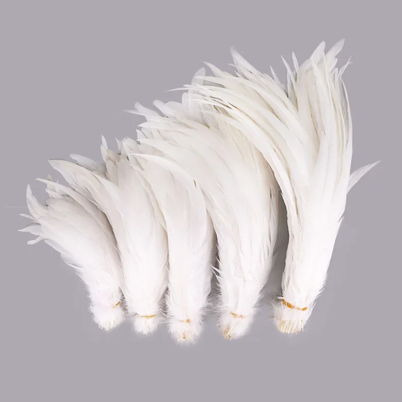 Top Quality 50 Pcs Pure White Rooster Tail Feather 30-35cm 12-14inch Natural Feathers Wedding Decoration clothing accessories