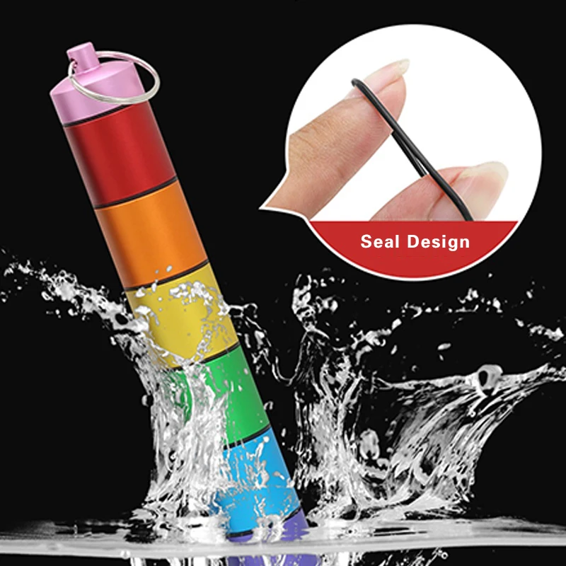 منظم حبوب أسبوعي معدني مقاوم للماء مع تصميم حجرة لمدة 7 أيام، مجموعة إسعافات أولية محمولة للسفر في الهواء الطلق مع حلقة مفاتيح