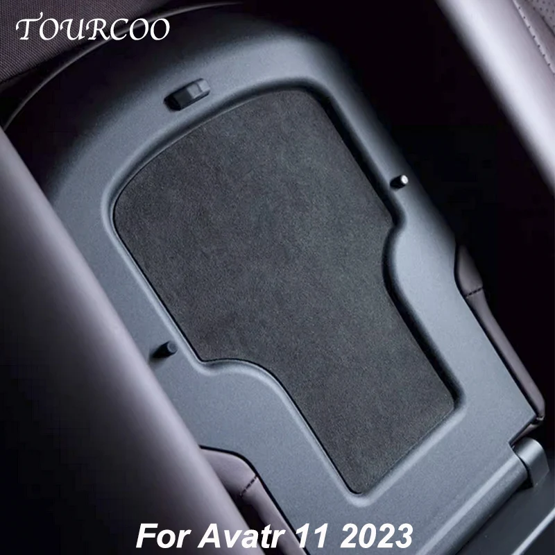 For Avatr 11 2023 Rear Armrest Box Cover Inner Suede Decorative Sticker Alcantara Interior Accessories