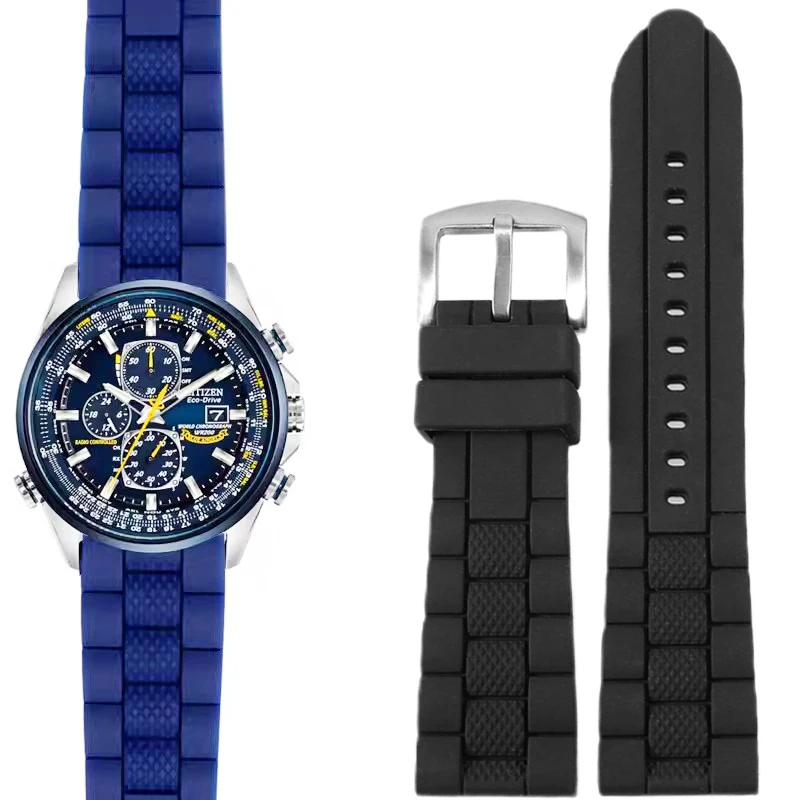 

Rubber Watch Strap Substitute Blue Angel AT8020-03L Sky Eagle JY8035 Series Flat interface Silicone Watch Band 22/23mm