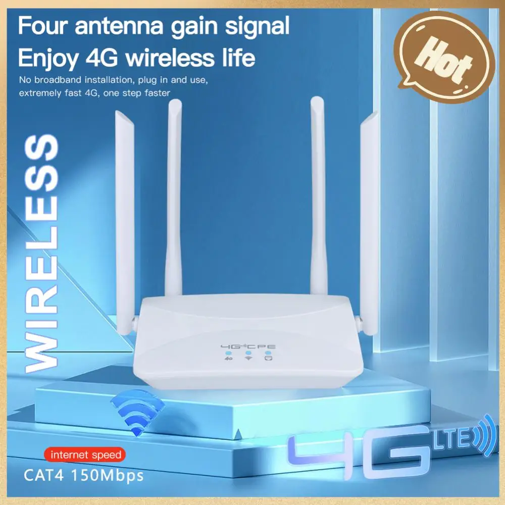 

Wireless LTE CPE Router RJ45 USB 150Mbps 4G Router Hotspot with SIM Card Slot External Antenna EU/US Plug