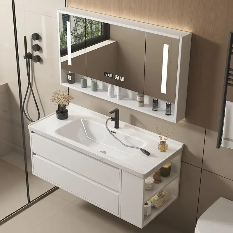 Ceramic integrated basin, light luxury solid wood bathroom cabinet, modern simple toilet, washbasin, wash basin, washbasin