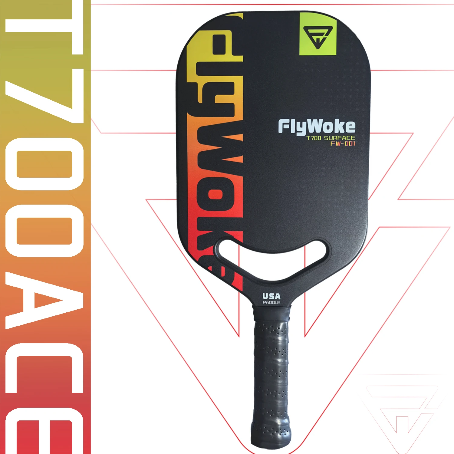 

FlyWoke T700 Heat Pressed Edgeless Carbon Fiber Pickleball Paddle with 16mm PP Honeycomb Core Polished Finish High Strength And