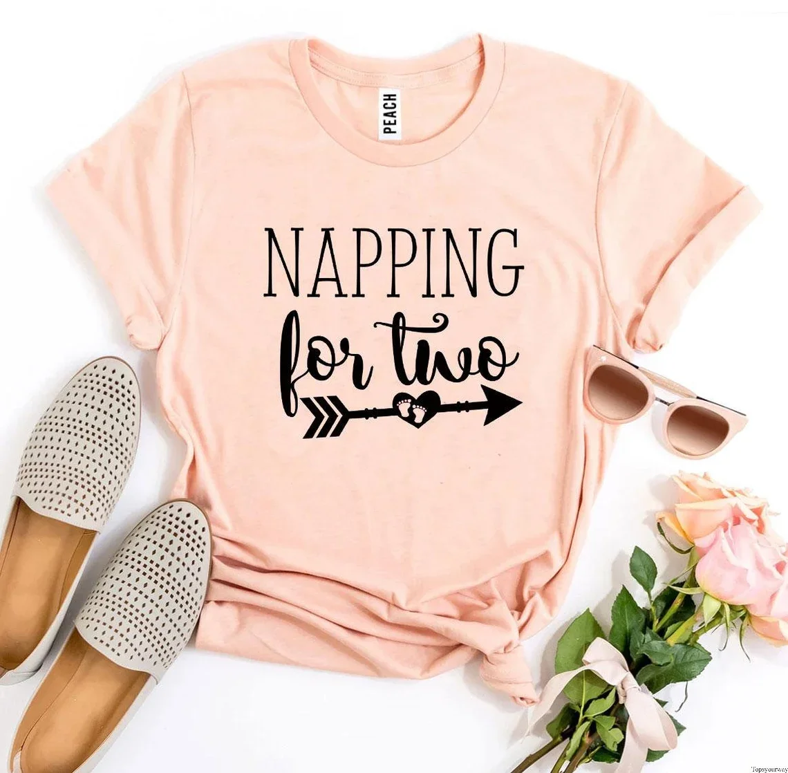 Skuggnas Napping For Two Funny Graphic T-Shirt Pregnancy shirt New Mom Cotton t shirt Baby Shower Gifts Summer Fashion Mama tops