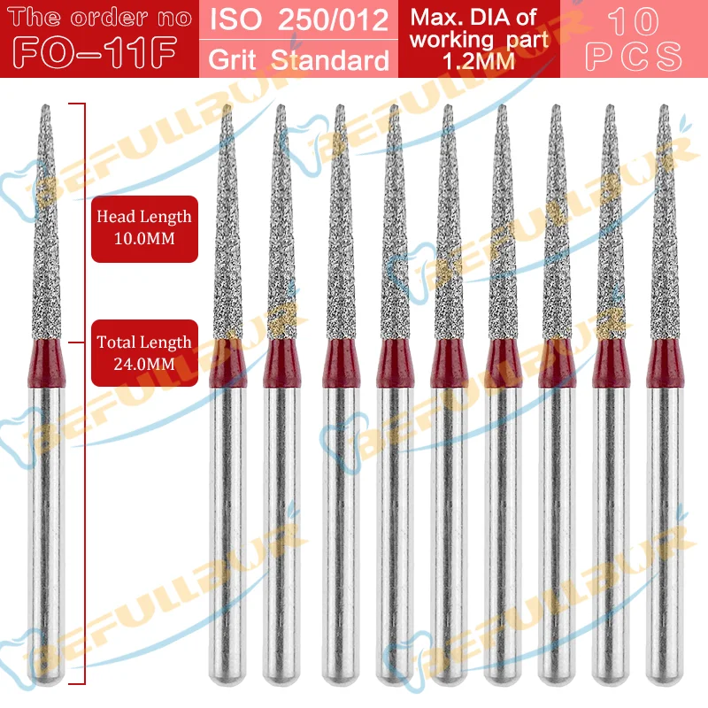 BEFULL FO Tpye 10PCS frese diamantate dentali trapano PolisherTeeth acciaio inossidabile per manipolo ad alta velocità odontoiatria lucidatura delle unghie