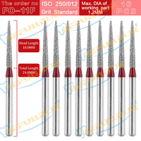 BEFULL FO Tpye 10PCS Dental Diamond Burs Drill PolisherTeeth Stainless Steel for High Speed Handpiece  Dentistry Nail Polishing