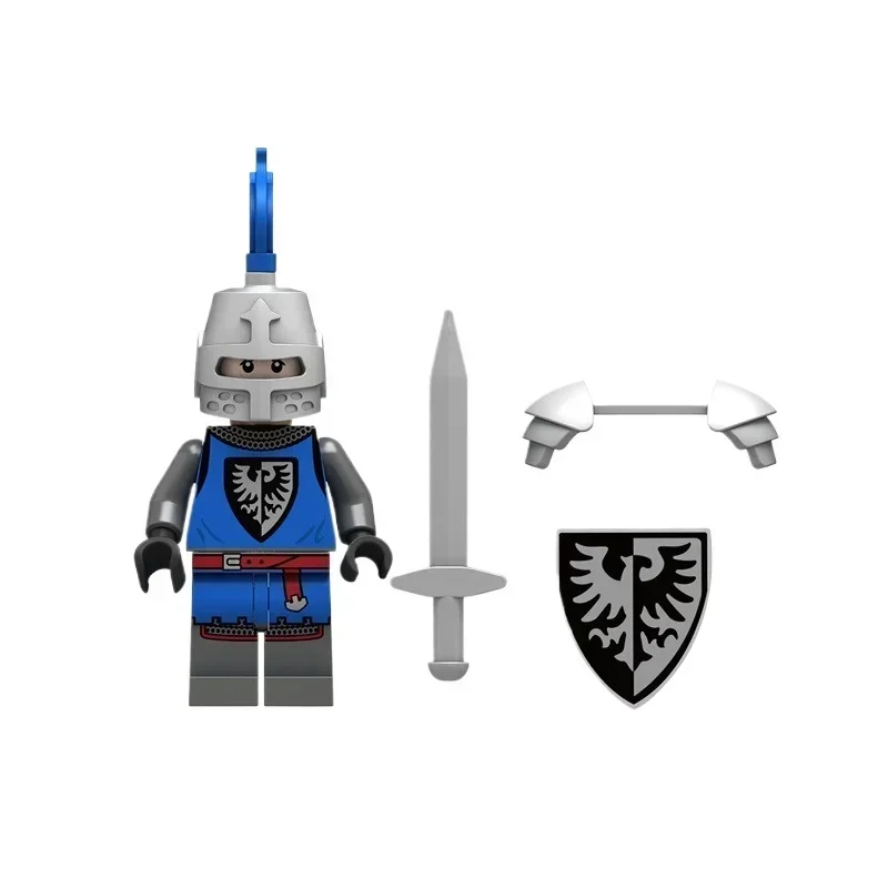 Mini-Kinderspielzeug, mittelalterliche Krähe, schwarzer Adler, roter Löwe, schwarzer Rittersoldat, Bausteinspielzeug – Detail 3