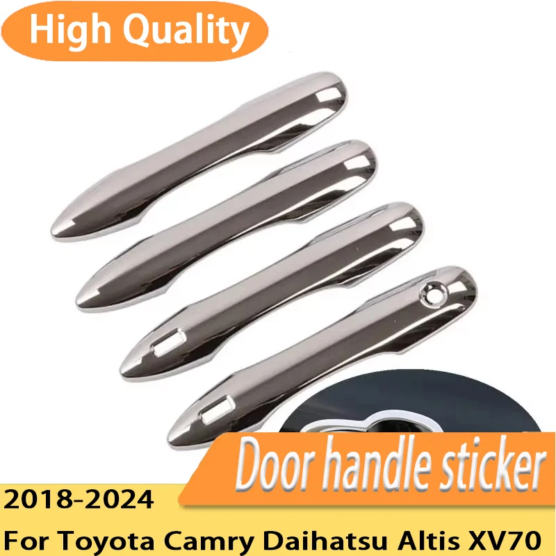 Chrome Car Door Handle Cover Bowl Trim Sticker Styling Accessories For Toyota Camry Daihatsu Altis XV70 2018-2024