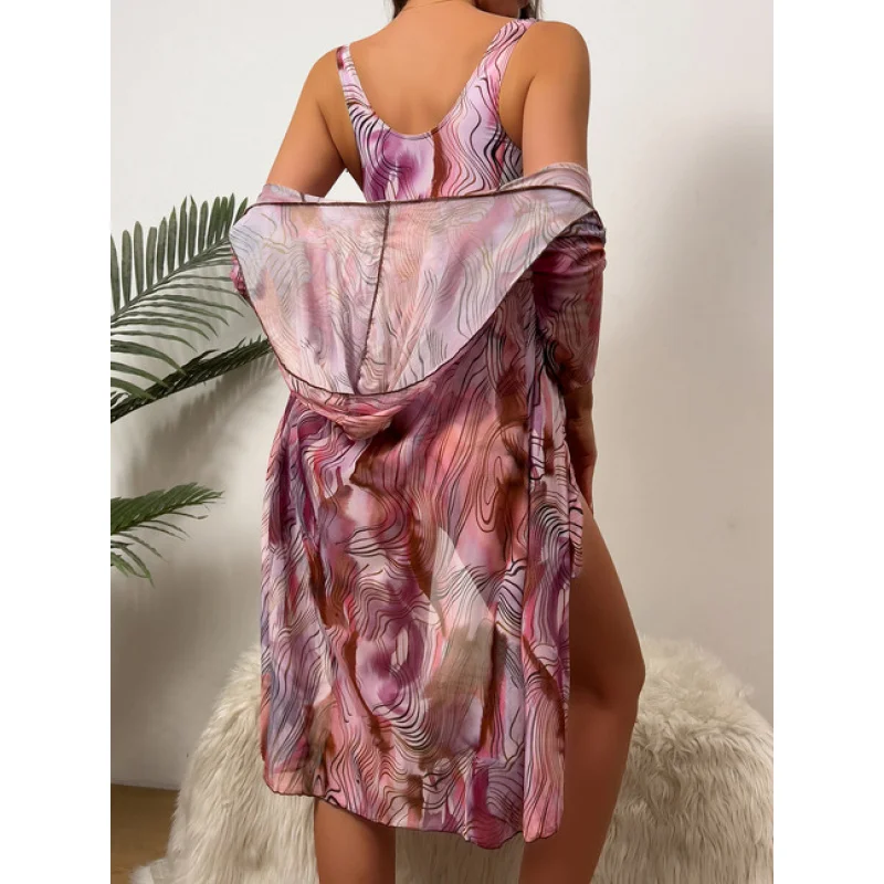 2025Nuovo costume da bagno bikini copricostume a maniche lunghe stampato in tre pezzi