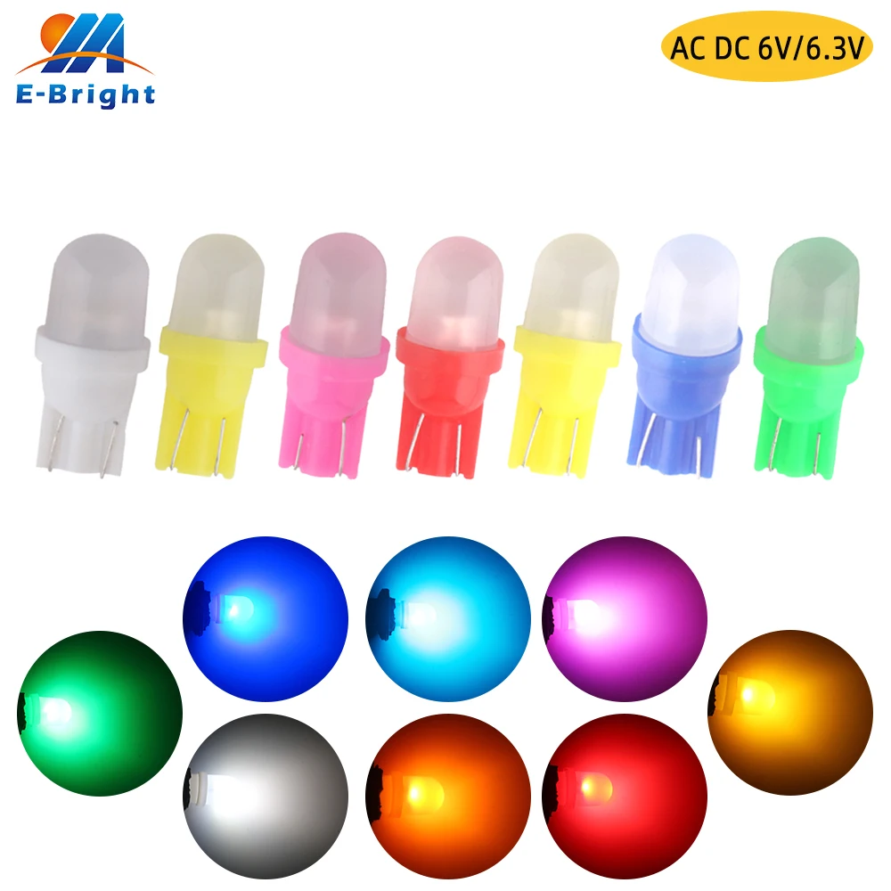 

AC DC 6V 6.3V Nonpolarity Led Bulb Pinball Machine Old Radio Bulbs T10 555 Warm White Ice Blue Red Green Amber Orange Pink