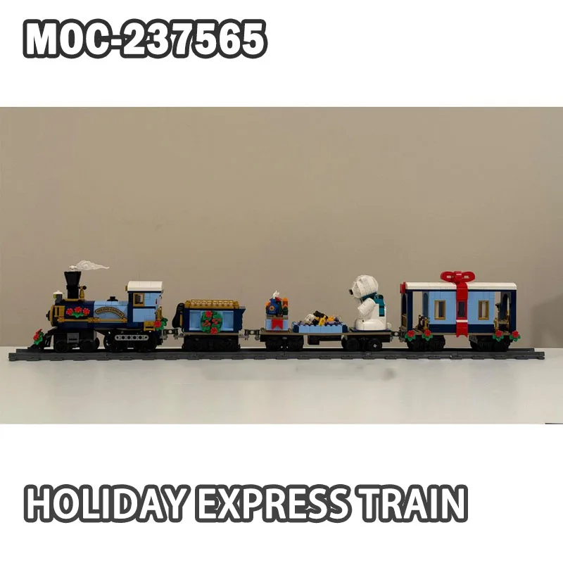 

MOC-237565 Праздничный экспресс-поезд Строительные блоки Маленькие кусочки Креативные игрушки День рождения Рождественский подарок Сцена Сборочные кирпичи 698 шт.