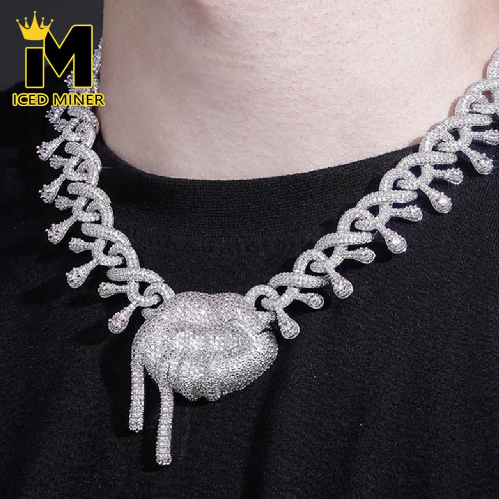 

Icedminer 22 мм большие губы Iced Out звенья цепи ожерелья для мужчин женщин блестящий циркон хип-хоп ювелирные изделия Бесплатная доставка