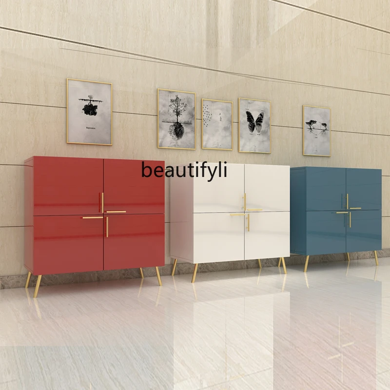 zqShoe Cabinet Modern Minimalist Piano Paint Light Luxury Multi-Functional Locker Multi-Functional Large Capacity Shoe Rack