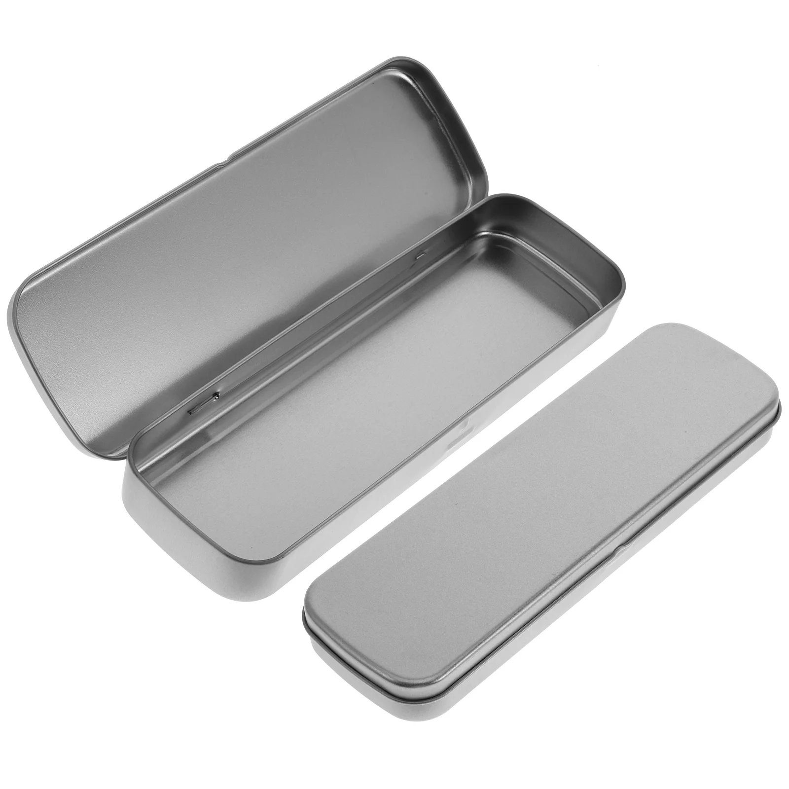 2 قطعة مقلمة معدنية حاوية علب من القصدير متينة للوازم المدرسية تخزين القرطاسية صندوق رصاص للأطفال منظم السائبة