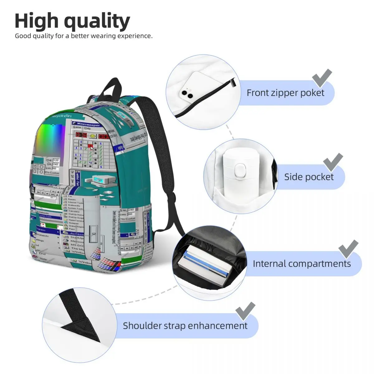 Windows 95 Collage Simple and stylish backpack 2023 Hot Sale Backpack women