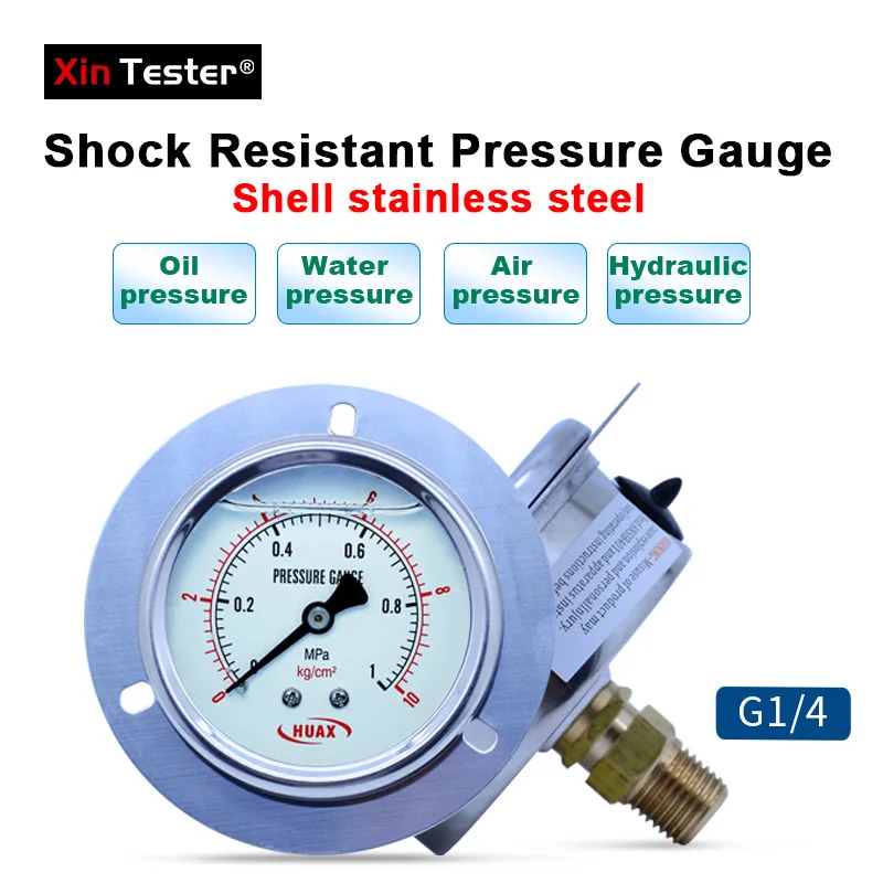 Xin Tester miernik ciśnienia wody osiowy 0-60Mpa gwint G1/4 ze stali nierdzewnej antywibracyjny manometr hydrauliczny powietrza