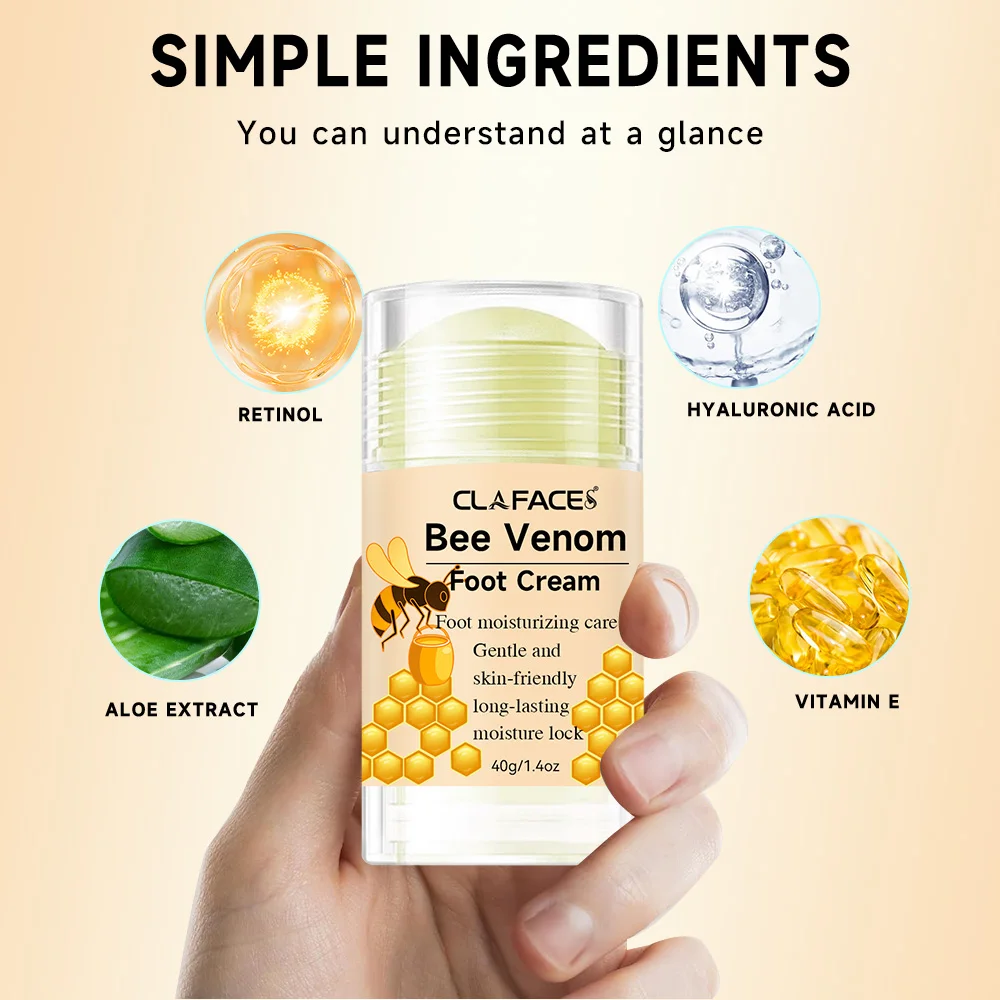 Bee Venom Fast Repair Foot Cream, Deeply Moisturizes Dry Cracked Feet, Exfoliates and Moisturizes Heel Care Stick, Quickly Sooth view 4