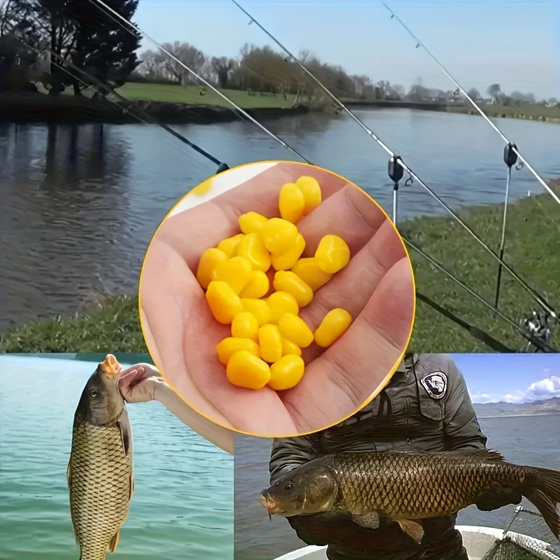50/100 Stück realistische Maiskolben-Angelköder – gelbe Maiskörner-Weichköder, beutelverpackt für Süßwasser und Salzwasser, für Karpfen – Detail 7