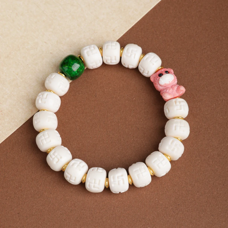 Tibetan-style deer bone with design, Genfu bracelet men and women, 108-bead Buddhist jewelry