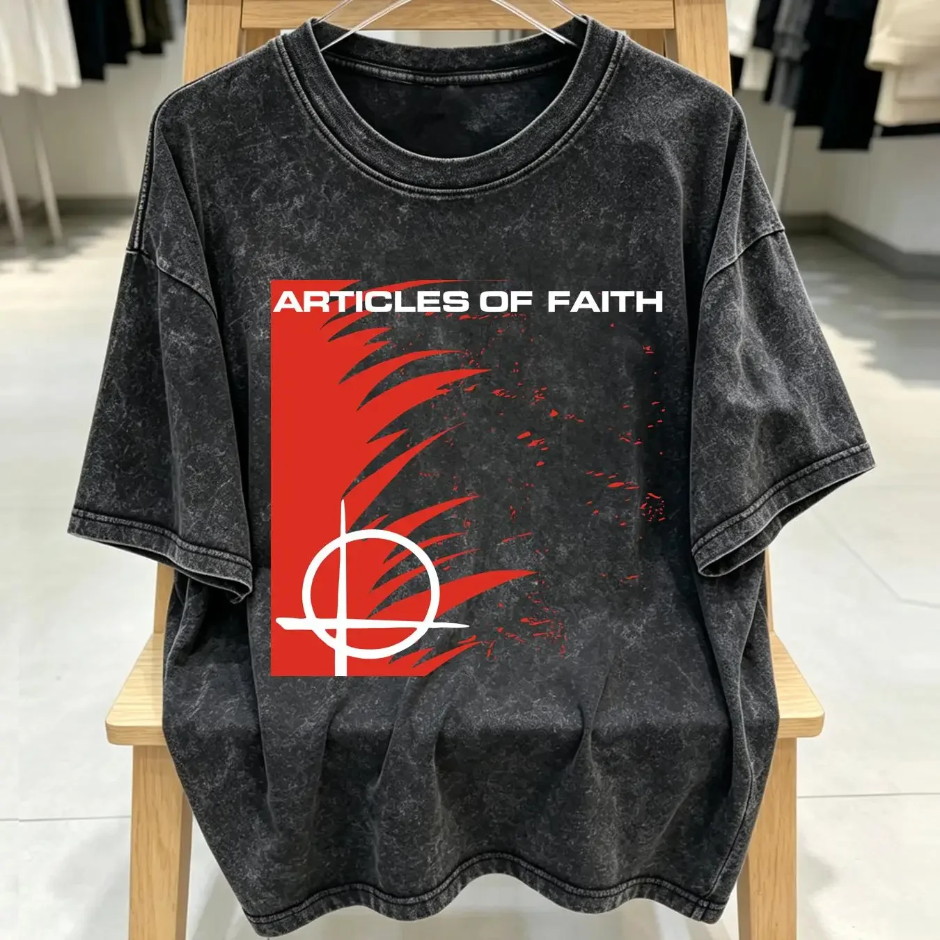 washed T Shirt Article of faith band hardcore punk gift for fan TE5781 vintage Washed Unisex designer clothes Versatile