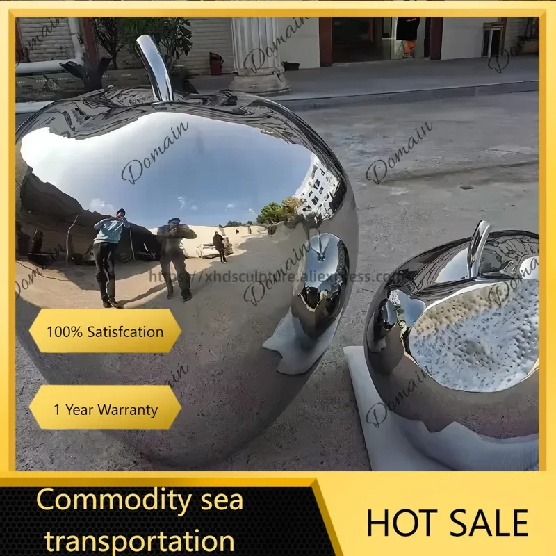 Stainless Steel Apple Sculpture Ornament, Lawn, Garden Park, Square Shop, Shopping Mall, Hotel, Art Ornaments