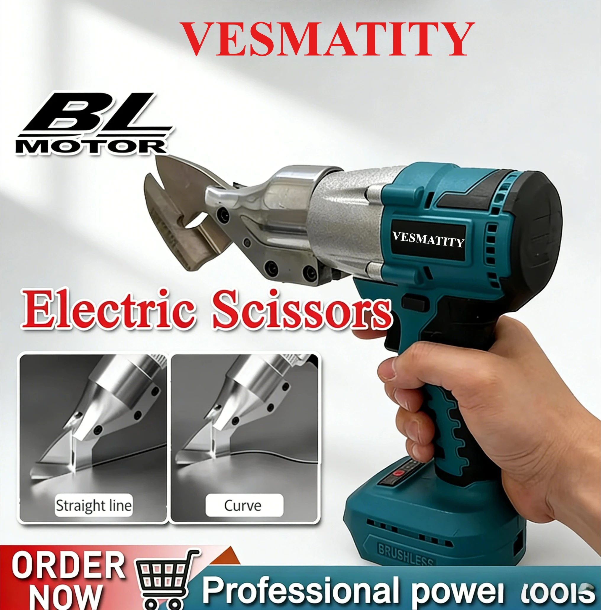 Electric Scissors Rechargeable Cordless Iron Sheet Scissors Cutting Tools Metal Sheet Shear For 18V-20V Battery
