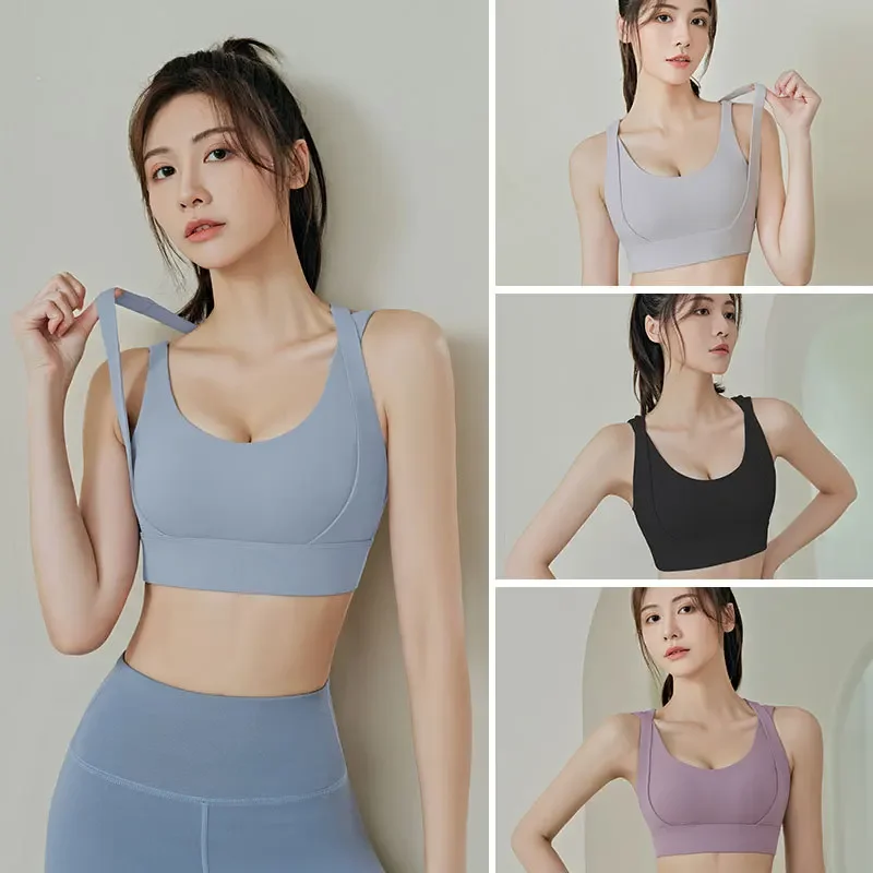 【42】Fitness Shaping Bra  Cross Shoulder Straps For A Beautiful Back  High Quality Wrapping  Sports Top Woman Gym