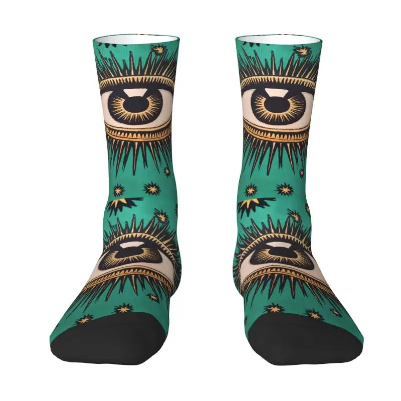 Cute Printed All Seeing Eye Art Socks for Men Women Stretch Summer Autumn Winter Evil Mystic Eyes Crew Socks