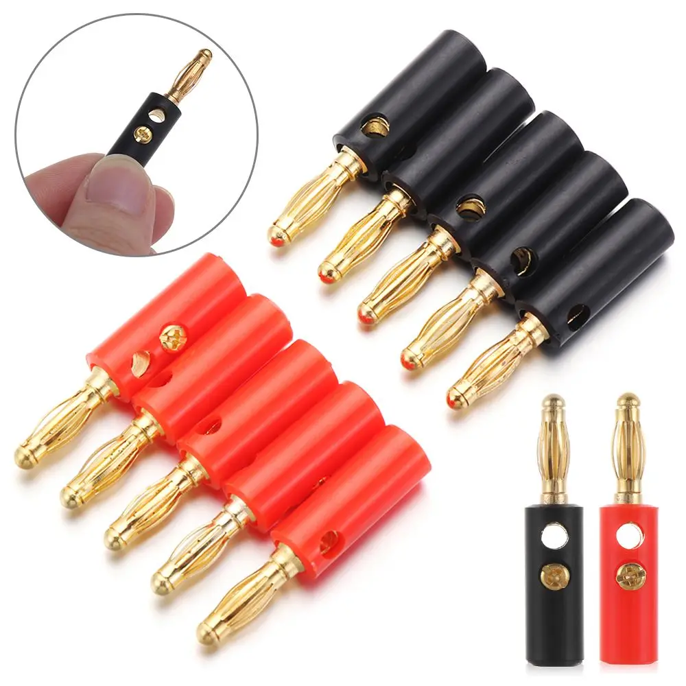 4mm Gold Plated Adapter Speaker Plugs Audio Jack Banana Plugs Wire Cable Connector