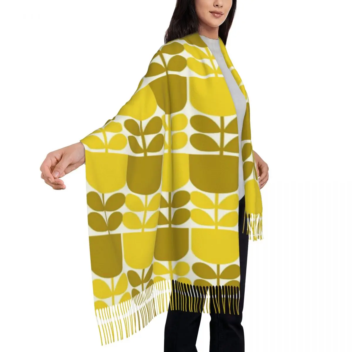 Spring Bloom Orla Kiely  Scarf Tassel Scarves Women Soft Warm Shawls and Wraps Long Fall Winter Shawl Wrap