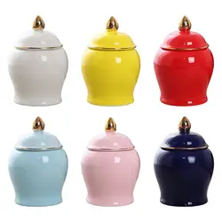 Small Ceramic Storage Ginger Jar Polished Tea Canister Decorative Jars Kitchen Canisters for Sugar Coffee Beans Seasoning Salt