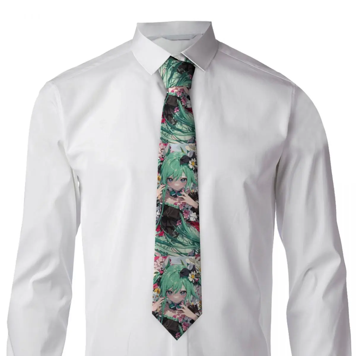 ربطة عنق جميلة مخصصة H-Hatsuned M-Mikus للرجال ربطات عنق مكتب الحرير الكرتونية
